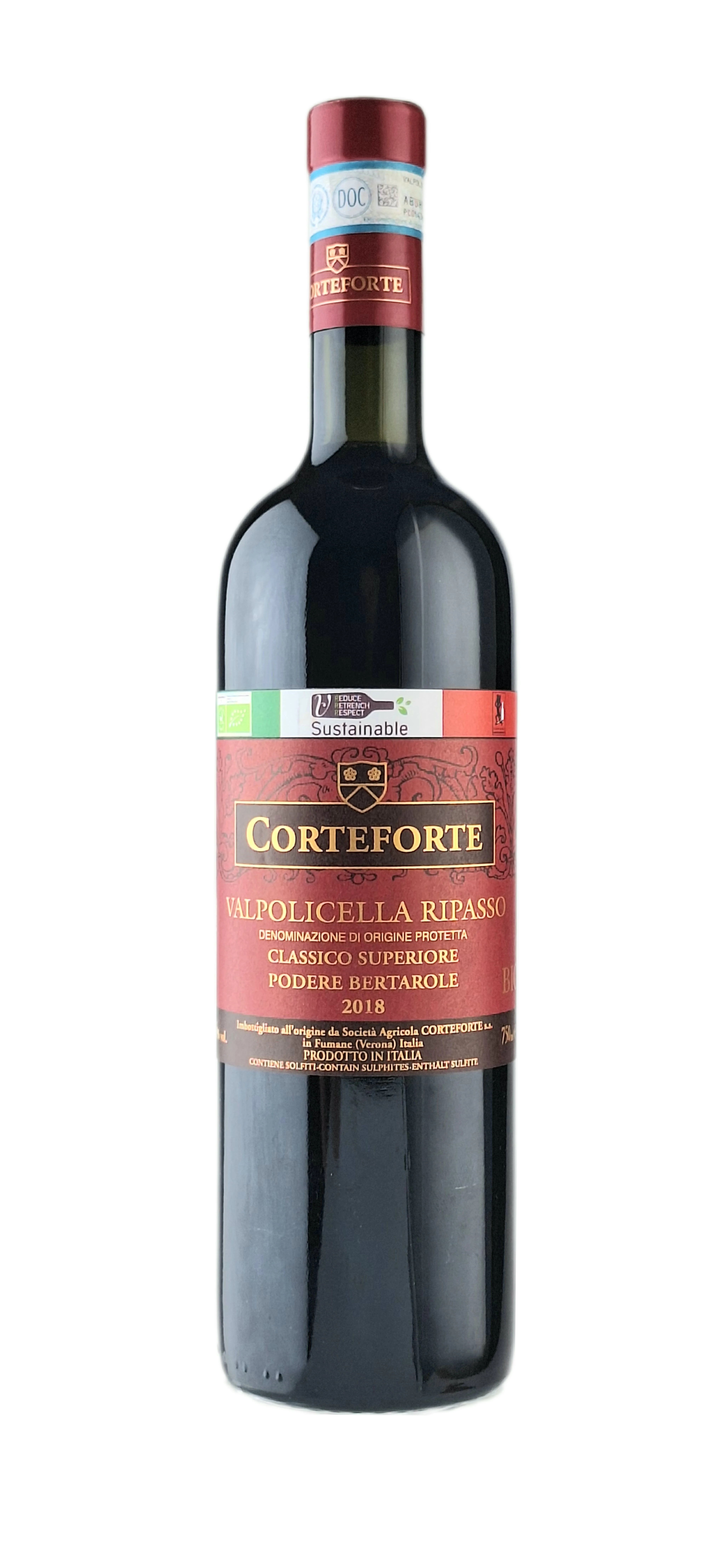 Corteforte: Valpolicella Ripasso Bio 2018 száraz vörösbor (Veneto, Olaszország)