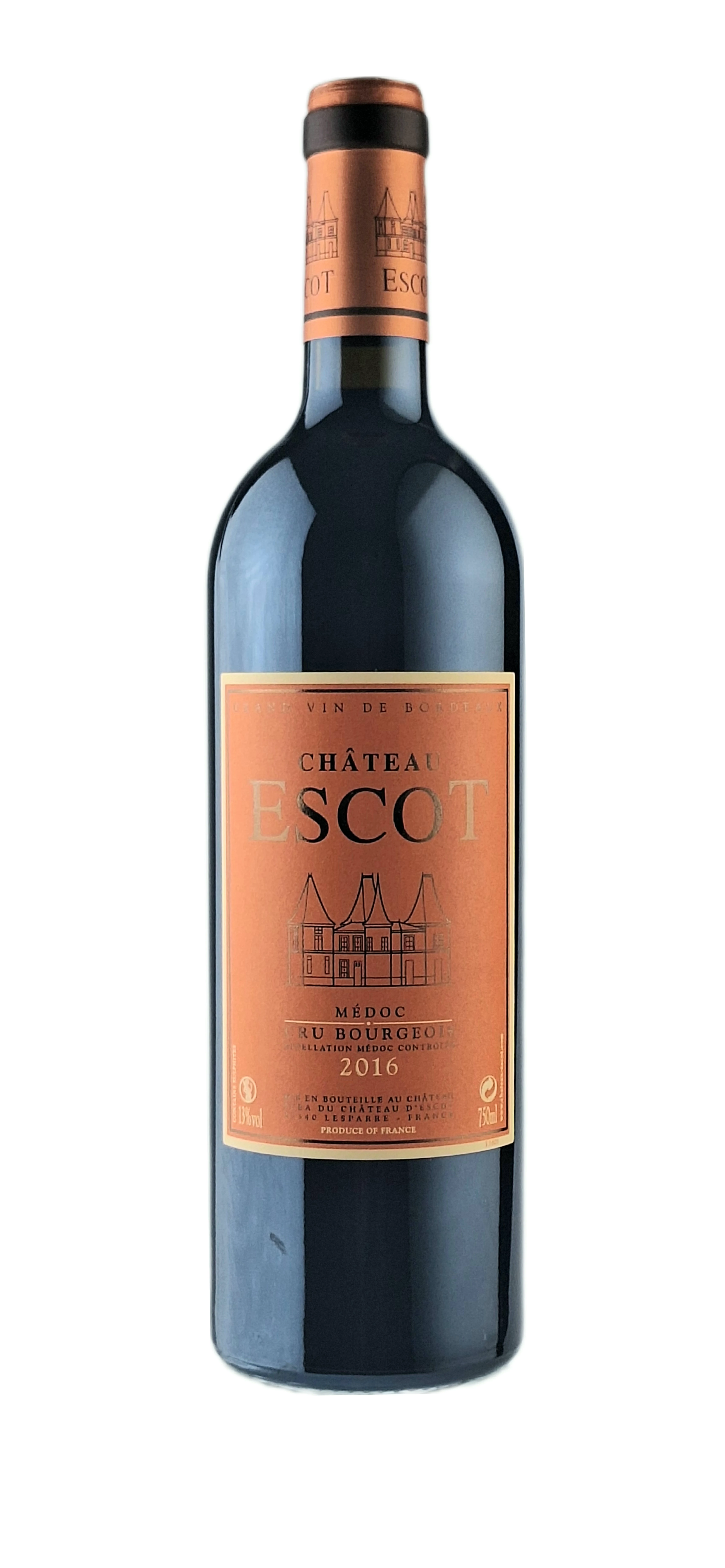 Chateau Escot: Médoc 2016 száraz vörösbor (Bordeaux, Franciaország)
